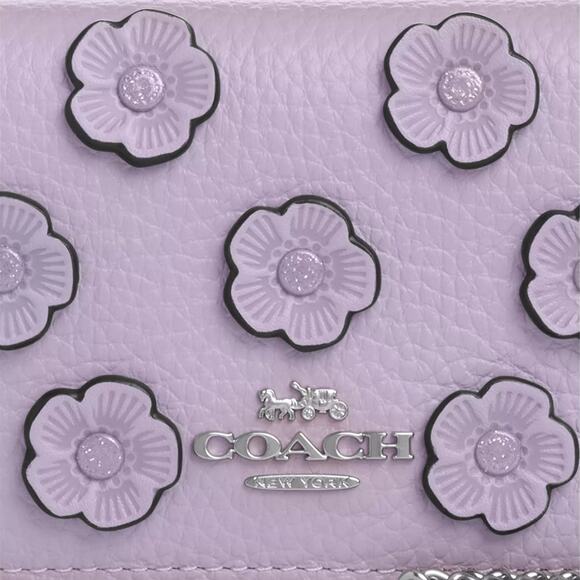 🌸 Coach Mini Wallet On A Chain With Floral Applique - Picture 3 of 12